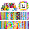 Shindel 96PCS Slap Bracelets Bulk, Kids Slap Wristbands Snap Bracelets Tie Dye Dinosaurs Mermaid Emotions for Party Favors Class