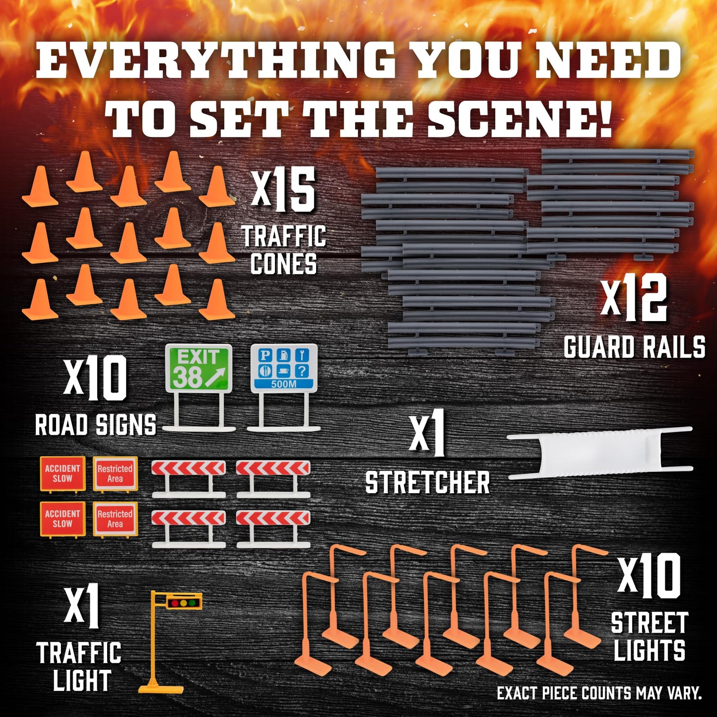 Fireman Action Figure Toys- 100Pc Firefighter Figurines Playset Includes Firemen, Firetrucks, Ambulances, Rescue Boats & More- G