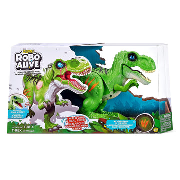 Robo Alive Attacking Green T-Rex Battery-Powered Robotic Toy By Zuru, Dinosaur Toy, Birthday Gift For Boys 3 Years Old And Up