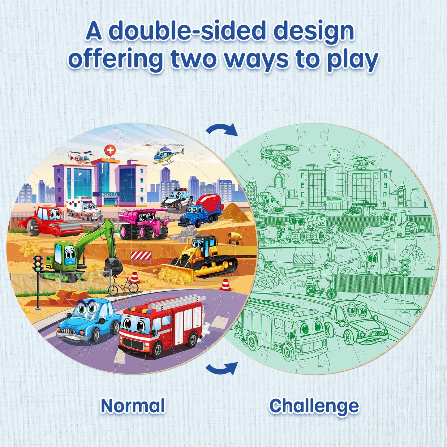 Synarry Vehicle Floor Puzzle For Kids Ages 3-5, Large 70 Piece Puzzle For Kids Ages 4-6, Wooden Floor Puzzle For Kids Ages 4-8, Preschool Toys Gifts For 3 4 5 6 7 8 Years Old Boys Girls Child