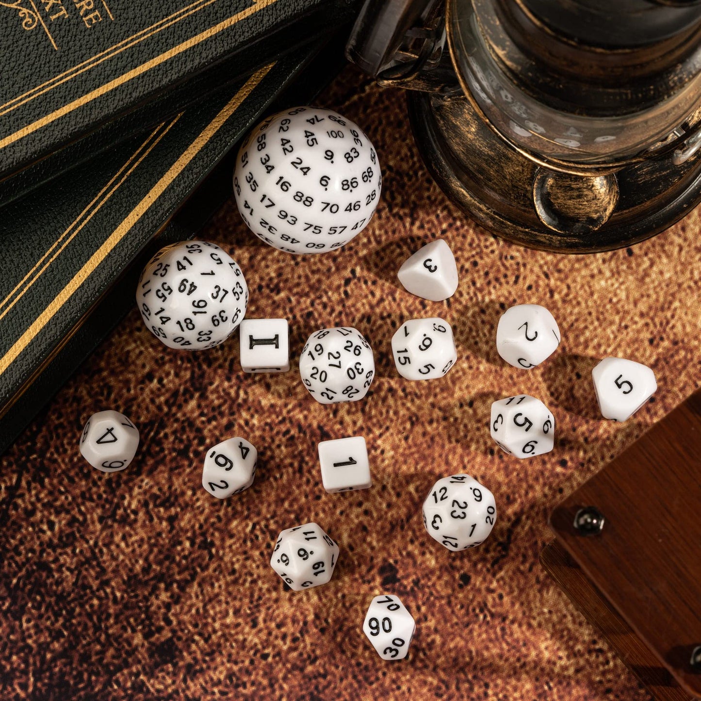 Poludie 15 Pieces Complete Polyhedral Dnd Dice Set D3-D100 Spherical D&D Dice Set With Dragon Eye Dice Bag, D100 Dice For Dungeo
