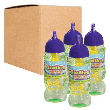 Gazillion Bubbles 10 oz. 4-Pack + 4 Multi Bubble Wands Non-Toxic Long-Lasting Bubbles Great for Kids Parties Ages 3+