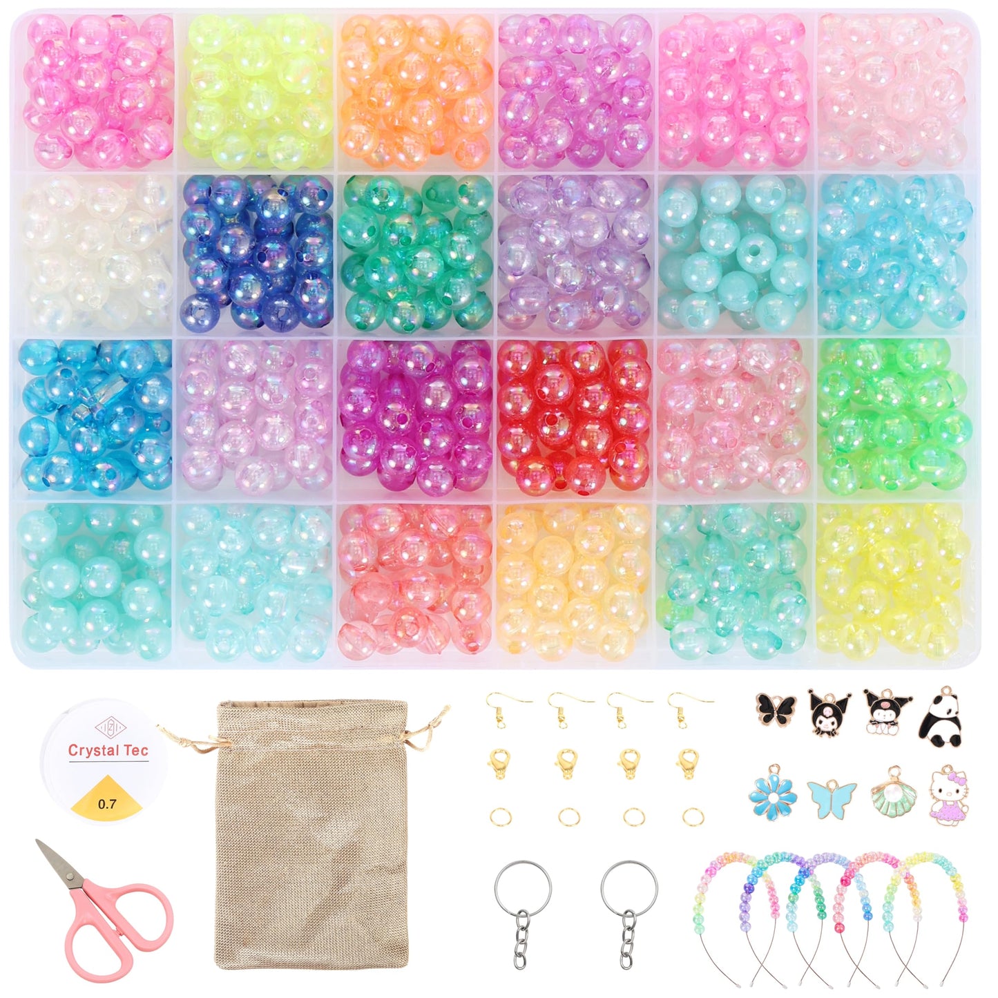 Ambitieux Diy Jewellery Making Kit For Kids - 24 Colours Pearl Beads Set With Charms & Accessories | Birthday Gift For Girls Age
