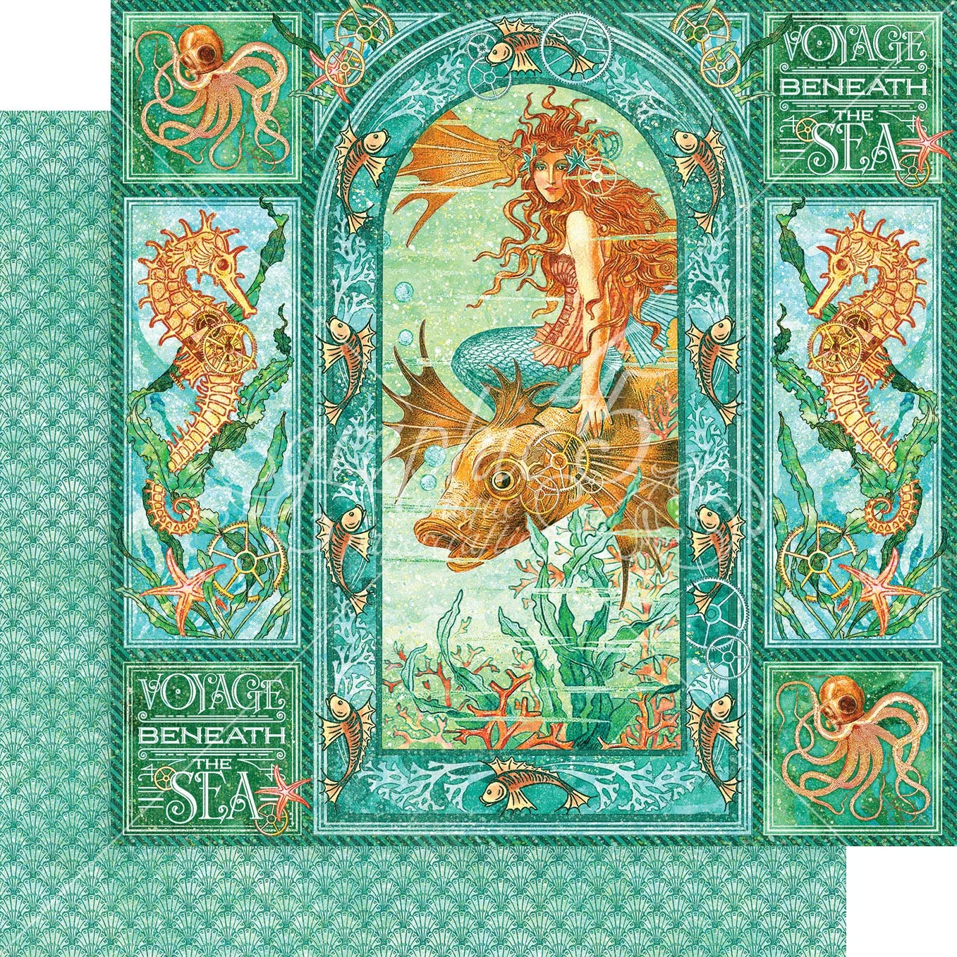 Graphic 45 Deluxe Collector'S Edition Pack 12''X12''-Voyage Beneath The Sea, Multicolor