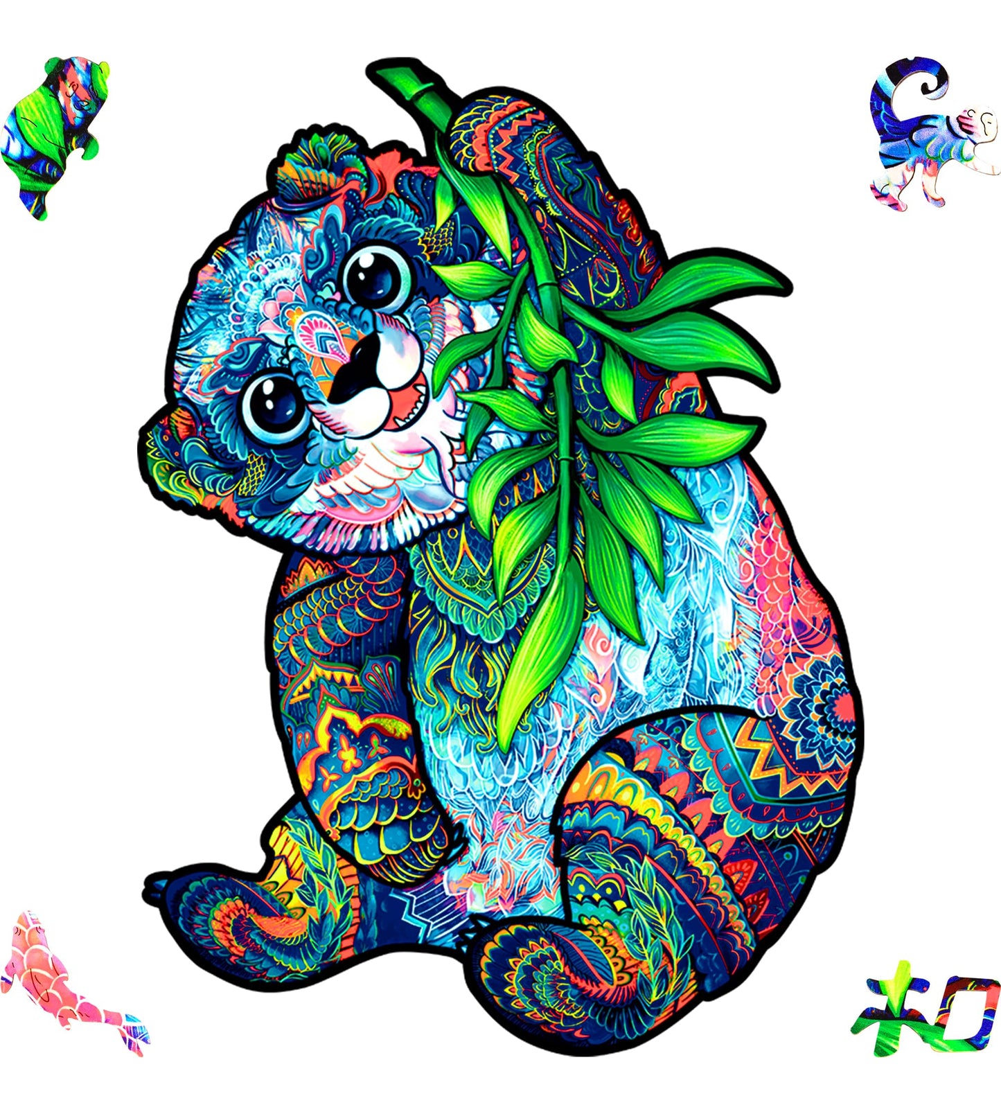 Unidragon Original Wooden Jigsaw Puzzles - Serious Panda, 700 Pcs, Royal Size 17.3''X23.2'', Beautiful Gift Package, Unique Shap