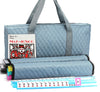 American Mahjong Game Set - Pearl Gray Quilted Soft Bag - 166 White Engraved Tiles 4 All-in-One Rack/Pushers Complete Western Mah-Jongg Maj Jongg Ma Jong Set