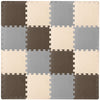 Prosource Foam Puzzle Floor Play Mat For Kids And Babies With Solid Colors, 36 Or 16 Interlocking Tiles With Borders, Brown/Beige/Grey