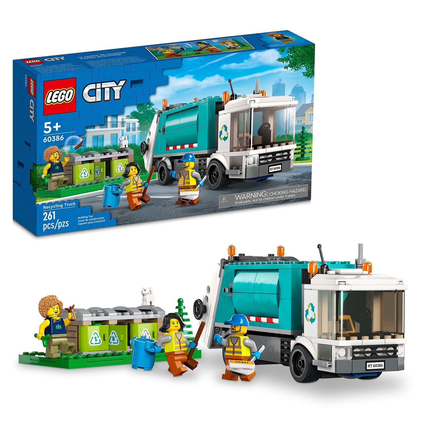 Lego City Recycling Truck, Toy Vehicle Set With 3 Sorting Bins, Gift Idea For Kids 5 Plus Years Old, Educational Sustainable Living Series, 60386