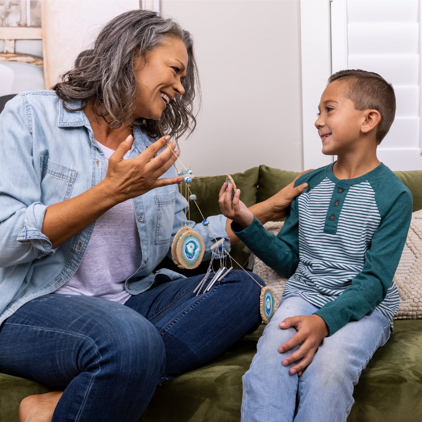 Hapinest Make Your Own Clay Geode Wind Chime Craft Kit for Kids Girls Teens, DIY Wind Chime Kit Crafting Projects for Home & Gar