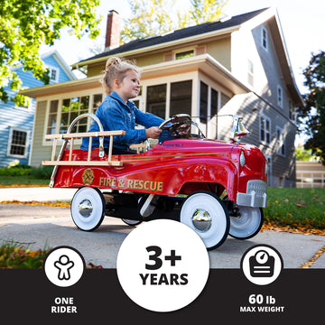 Kid Trax Classic Pink Pedal Car For Girls, Ages 3-5, Durable Steel, 60Lbs Max, Easy Assemble, Indoor/Outdoor Ride-On Toy, Toddle