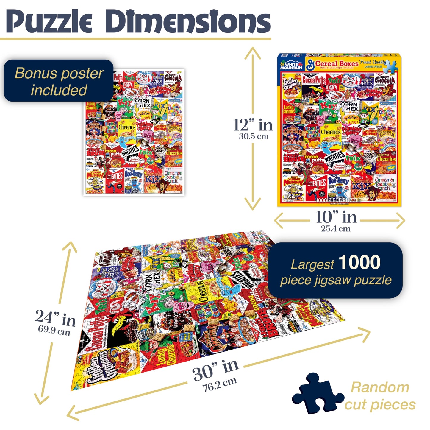 White Mountain Puzzles Cereal Boxes 1000 Piece Jigsaw Puzzle - White, Fun Family Activity, Perfect Gift for Puzzle Lovers