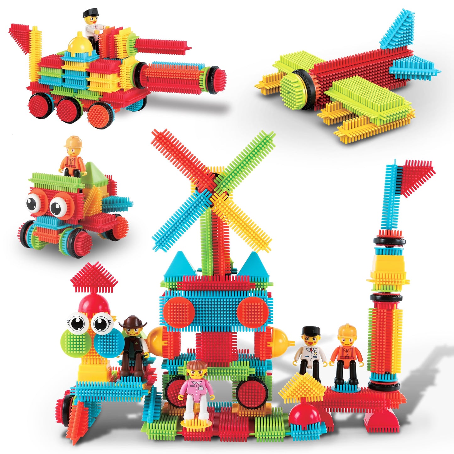 Picasso Toys 116Pc Hedgehog Construction Building Blocks Toy Set Interlock Tiles With Idea Book, 4 Action Figure Characters, 4 D