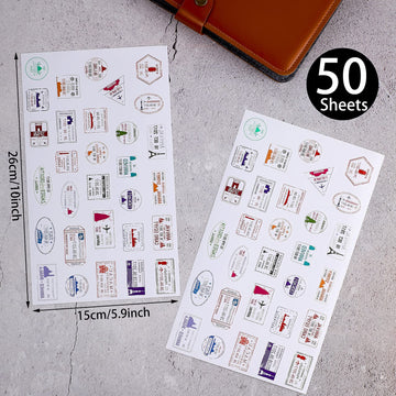 1500 Pieces Travel Stickers Country Stickers Passport Stickers Decorative Passport Stamps Waterproof Vintage Mini Travel Sticker