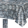 1 Pack Cobblestone Tablecloth Stone Printed Table Cover Medieval Table Decoration Plastic Tablecloth Stone Brick Tablecovers For Medieval Castle Knight Themed Party Supplies, 4.3 X 7.2 Feet