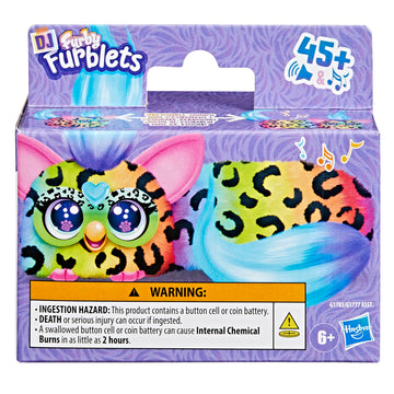 FURBY DJ Furblets Rain-Bow-Kat Mini Electronic Plush Toy with Funny Stretchable Sound Effects & Music, Speaks Furbish, Multicolo