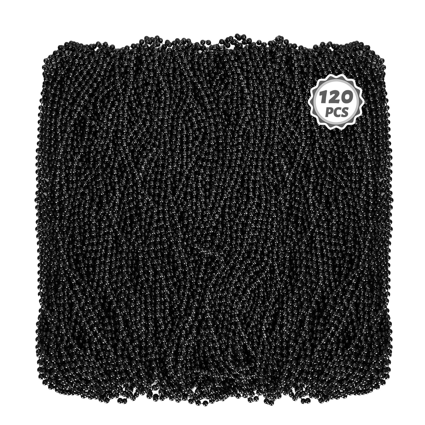 120 PCS Mardi Gras Accessories, 33 IN Beaded Necklace, Mardi Gras Beads, Black Bead Necklace, Throw Beads Bulk for Party Parade