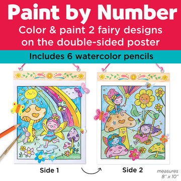 Faber-Castell Paint by Number Fairy Friends Pets - Kids Watercolor Fairies Toys for Ages 6-8+