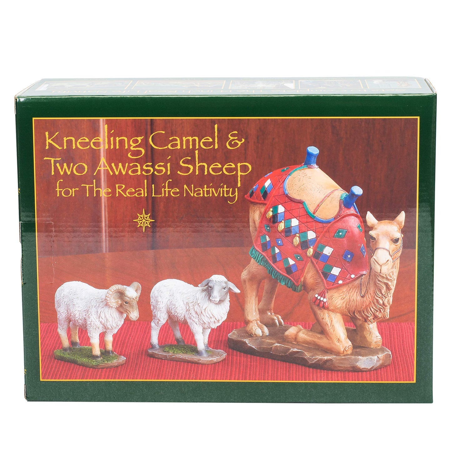 Three Kings Gifts Kneeling Camel and Two Awassi Sheep - for 10 Inch Real Life Nativity