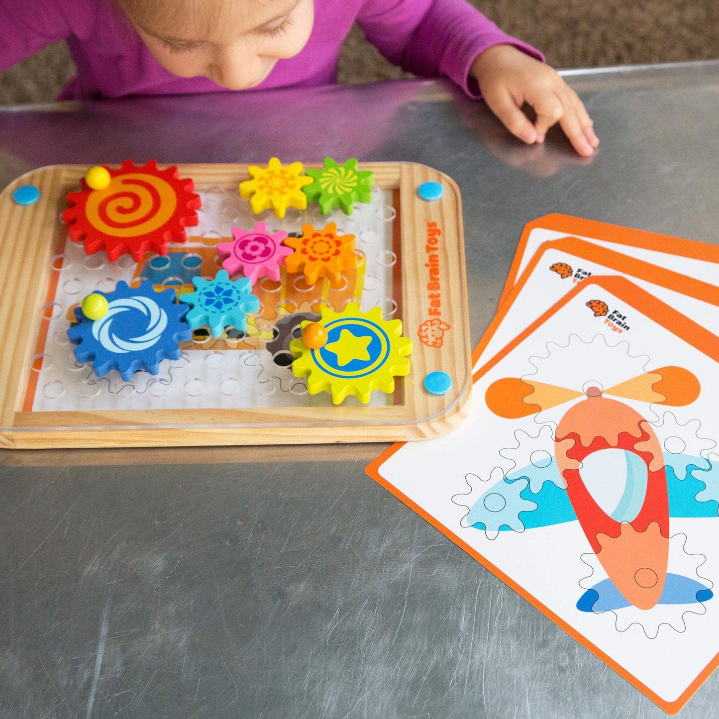 Fat Brain Toys Go Go Gears! - Wooden Size-Matching Puzzle For Preschoolers Ages 3+