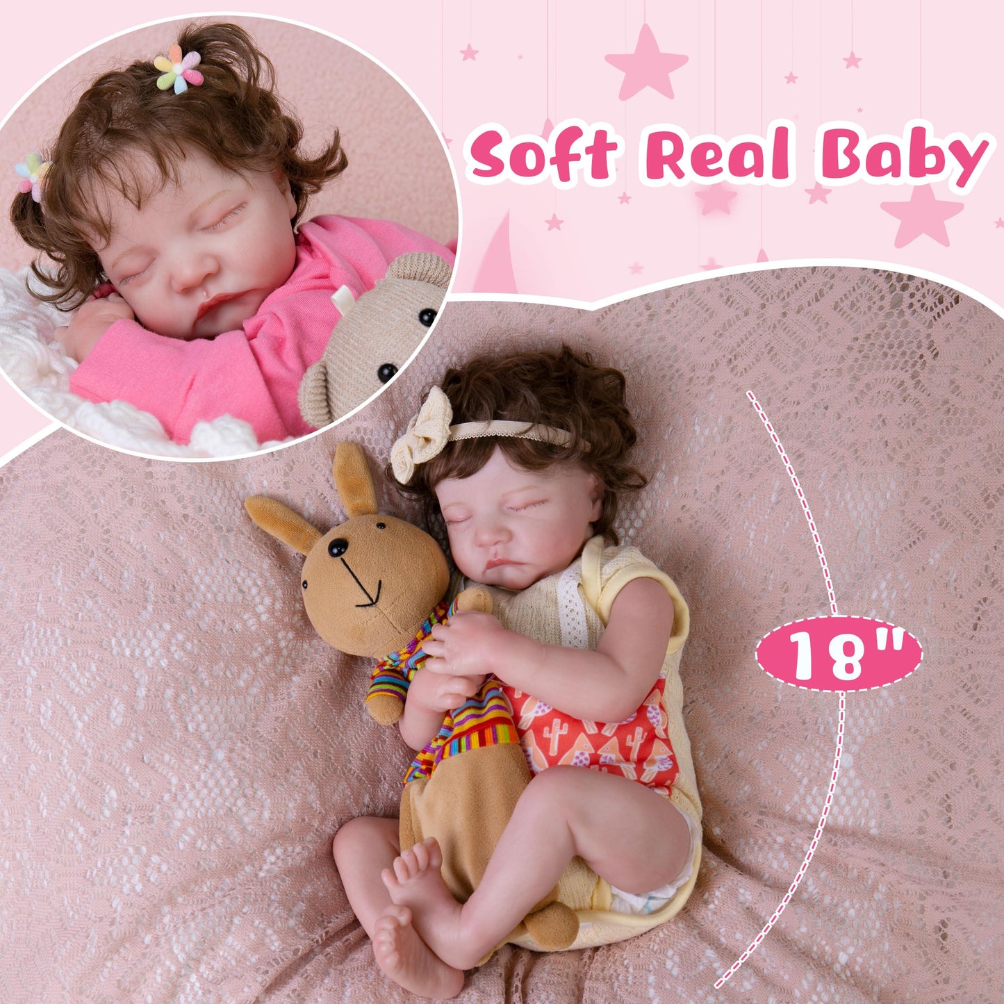 Ekokiz Reborn Baby Dolls 17-Inch Realistic Newborn Baby Doll Full Body Vinyl Sleeping Real Life Baby Dolls With Clothes And Toy