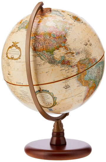Replogle Quincy Antique English Globe, 9-Inch Diameter, Off-white Wood, Model 51510