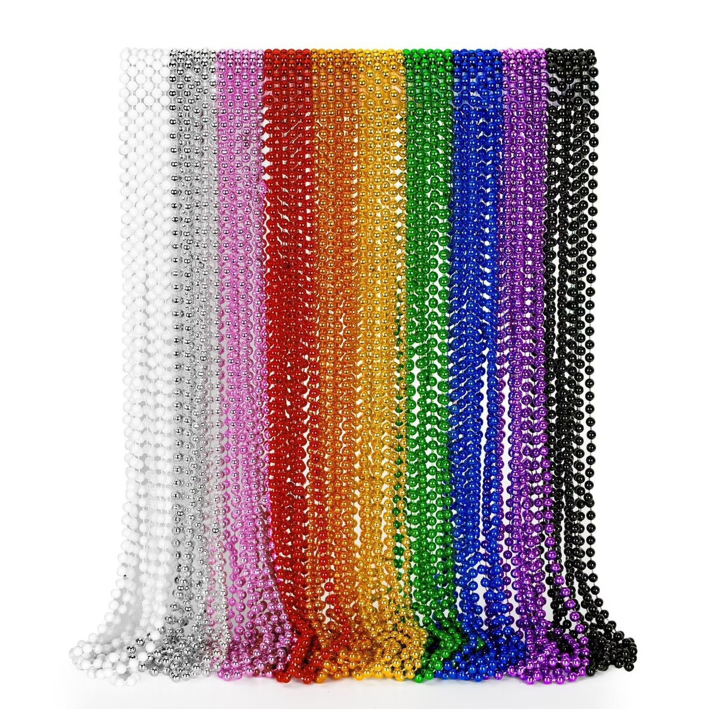 EOBOH 50PCS Pride Stuff, Gay Pride Beads Accessories, 6 Kinds of Metallic Rainbow Beads Necklace Bulk, LGBTQ Pride Necklace for