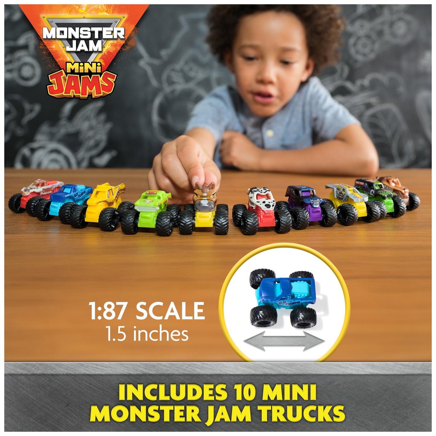 Monster Jam Mini Jams, Earthshaker Boneyard Blaster Mega Frenzy Playset With 10 Mini Trucks, Kids Toys For Ages 3 And Up