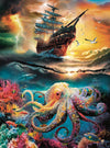 500 Piece Jigsaw Puzzle for mature-themed Intricate Nautical Octopus Puzzle Stormy Sea Ship Scenery Difficult and Challenge Large Puzzle Game Toys Gift