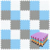 qqpp EVA Rubber 18 Tiles Interlocking Puzzle Foam Floor Mats - Baby Play Mat for Playing | Exercise Mat for Home Workout. White, Blue, Gray. QC-AGLb18N -Like New