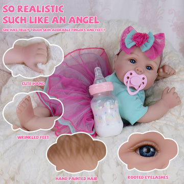 Milidool Lifelike Reborn Baby Dolls - 18 Inch Realistic Newborn Baby Dolls Girl, Real Life Baby Dolls With Soft Weighted Body, R