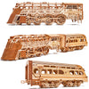 Wood Trick Atlantic Express Train 3D Wooden Puzzles For Adults And Kids To Build - 26.7X4 In - Rides Up To 9 Ft - Mechanical Loc