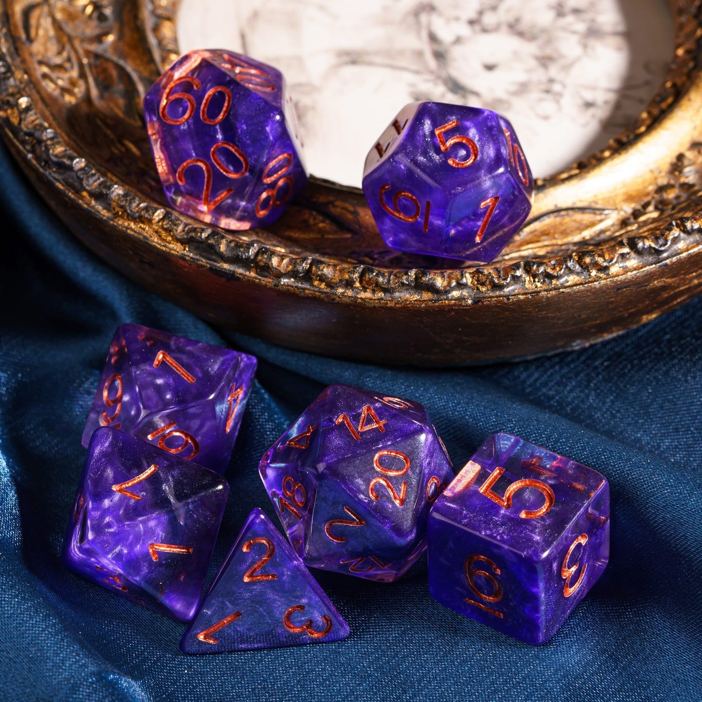 HDdais Polyhedral DND Dice Set 7PCS RPG D&D for MTG Dungeons and Dragons Role Playing Game and Other Tabletop Game(Purple)