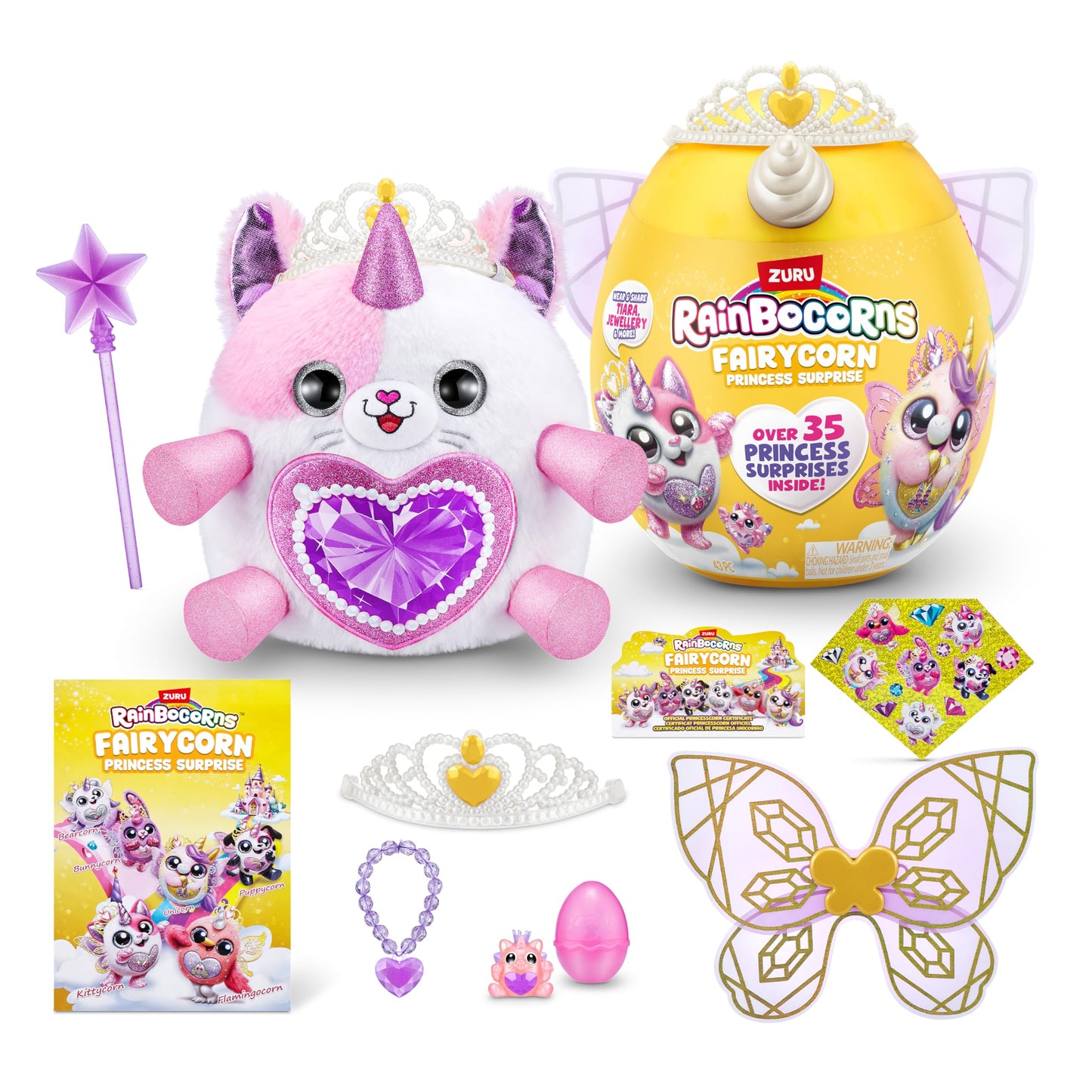 Rainbocorns Fairycorn Princess Surprise (Kitty) By Zuru 11' Collectible Plush Stuffed Animal, Surprise Egg, Wearable Fairy Wings, Magical Fairy Princess, Ages 3+ For Girls, Children