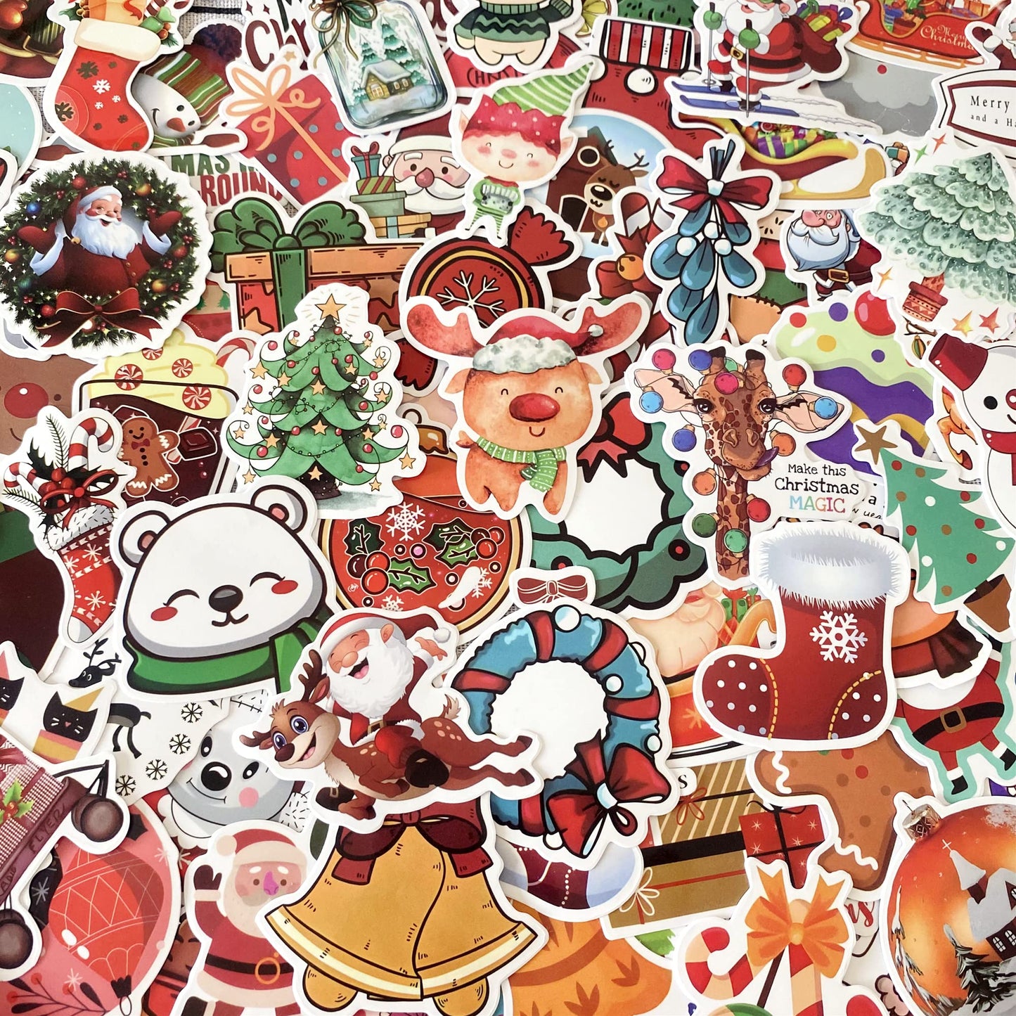 Aowdiao Christmas Stickers 200 Pcs Cute Merry Christmas Vinyl Stickers For Water Bottles Scrapbooking Crafts Funny Christmas Hol