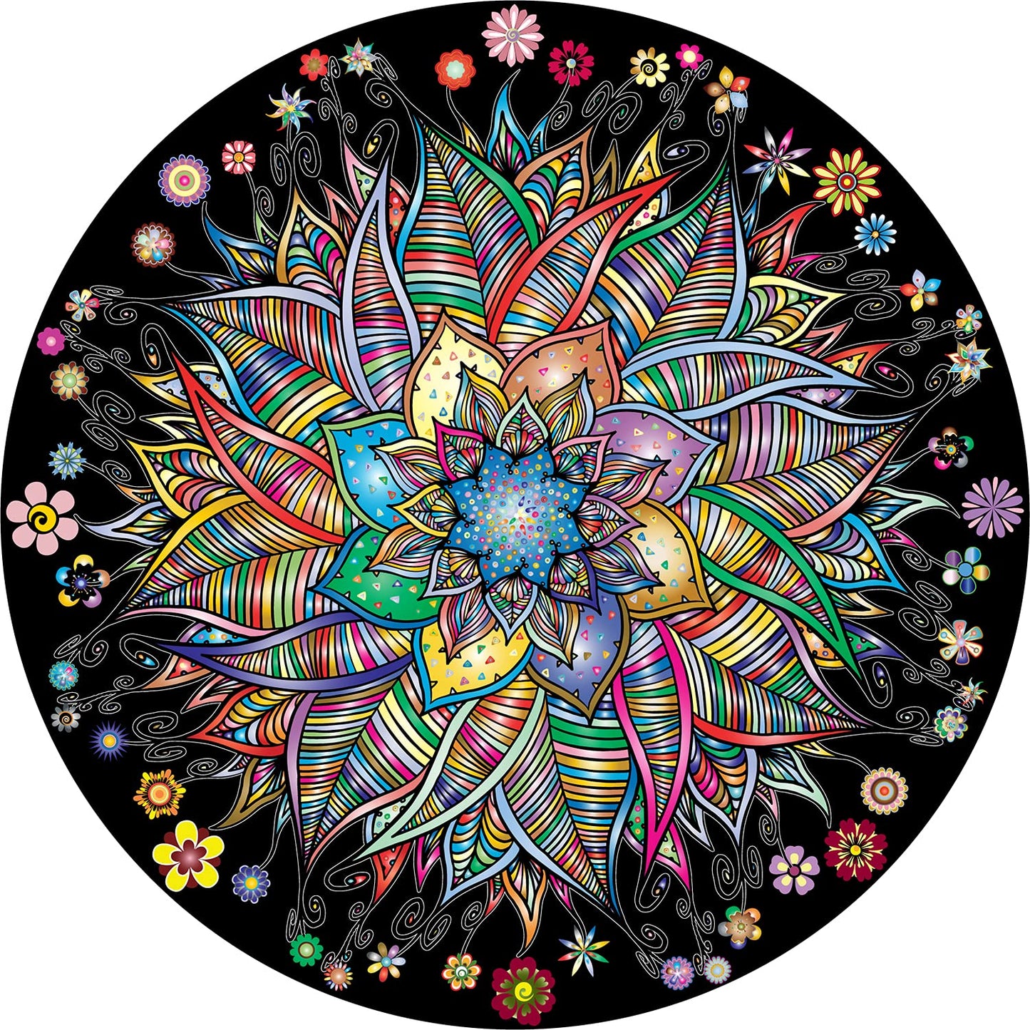 Bgraamiens Puzzle-Flower Whisper-1000 Pieces Round Puzzle Color Challenge Jigsaw Puzzles For Adults And Kids