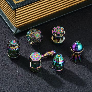 UDIXI Metal Dice Set D&D, 7-Die RPG Metal DND Dice Set with Leather Pouch for Dungeons and Dragons and Other Tabletop Games(Colo