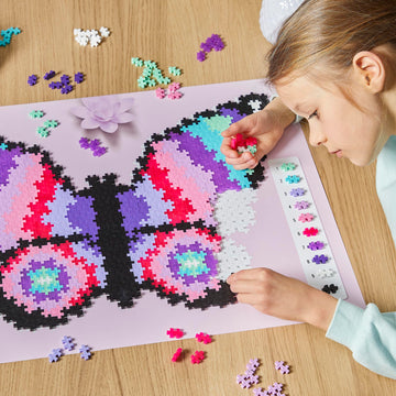 Plus Plus Puzzle By Number, 800 Piece Mini Interlocking Hashtag Color Blocks, 3D Pixel Art Kit For Kids - Butterfly