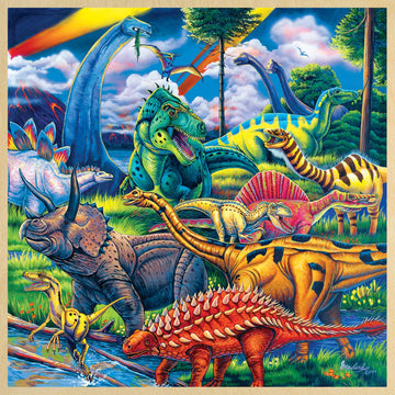 Masterpieces 48 Piece Fun Facts Jigsaw Puzzle For Kids - Dinosaur Friends Wood Puzzle - 12''X12''