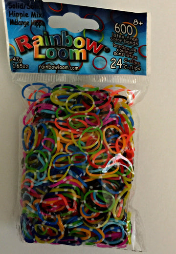 Hippie Mix Polka Dot Multi-Colored Rubber Bands Refill - 600 Bands & 24 C-Clips from Rainbow Loom (B0207)