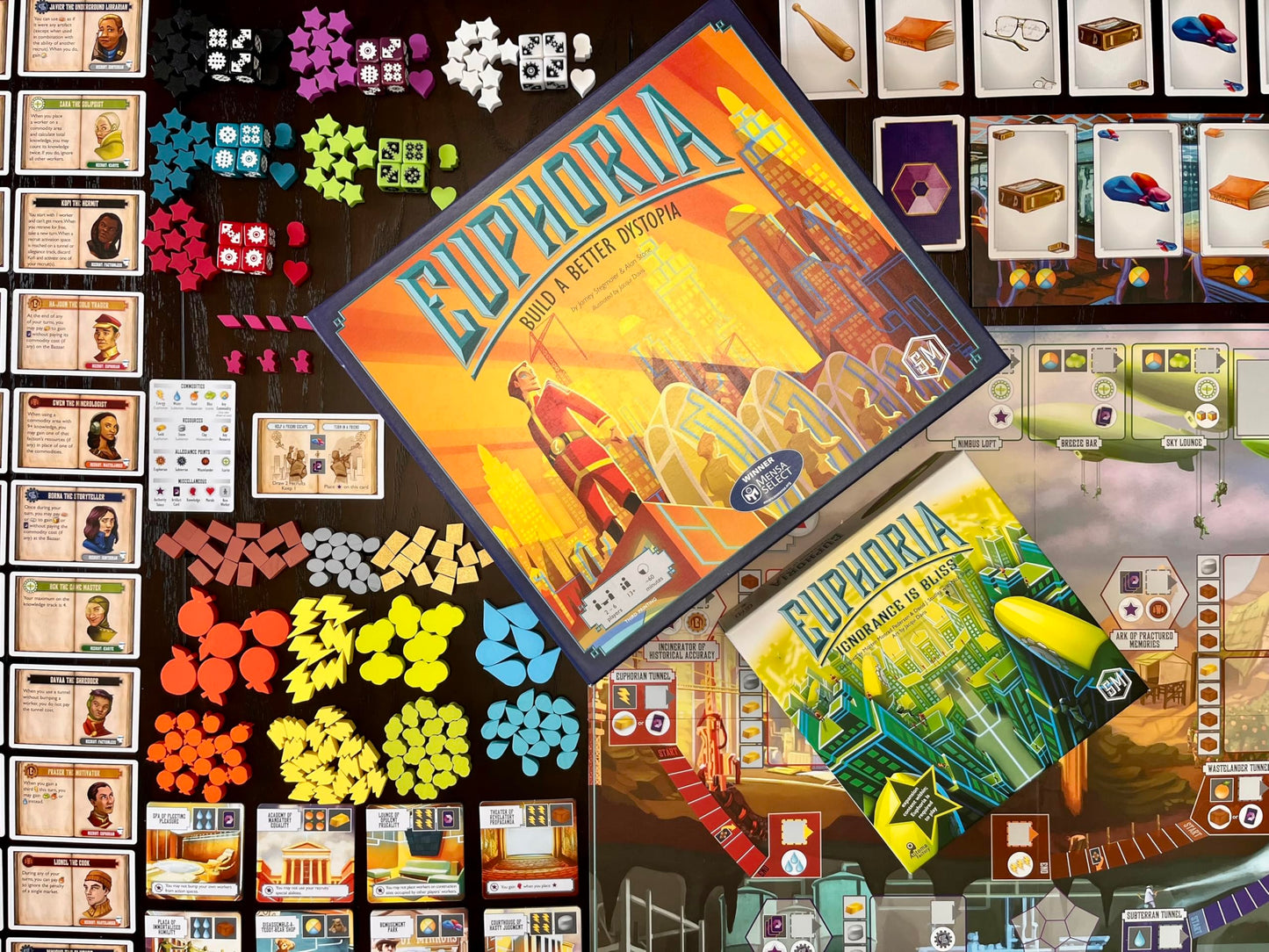 Stonemaier Games: Euphoria: Ignorance is Bliss Expansion | Add to Euphoria: Build a Better Dystopia (Base Game) | New Solo Mode,