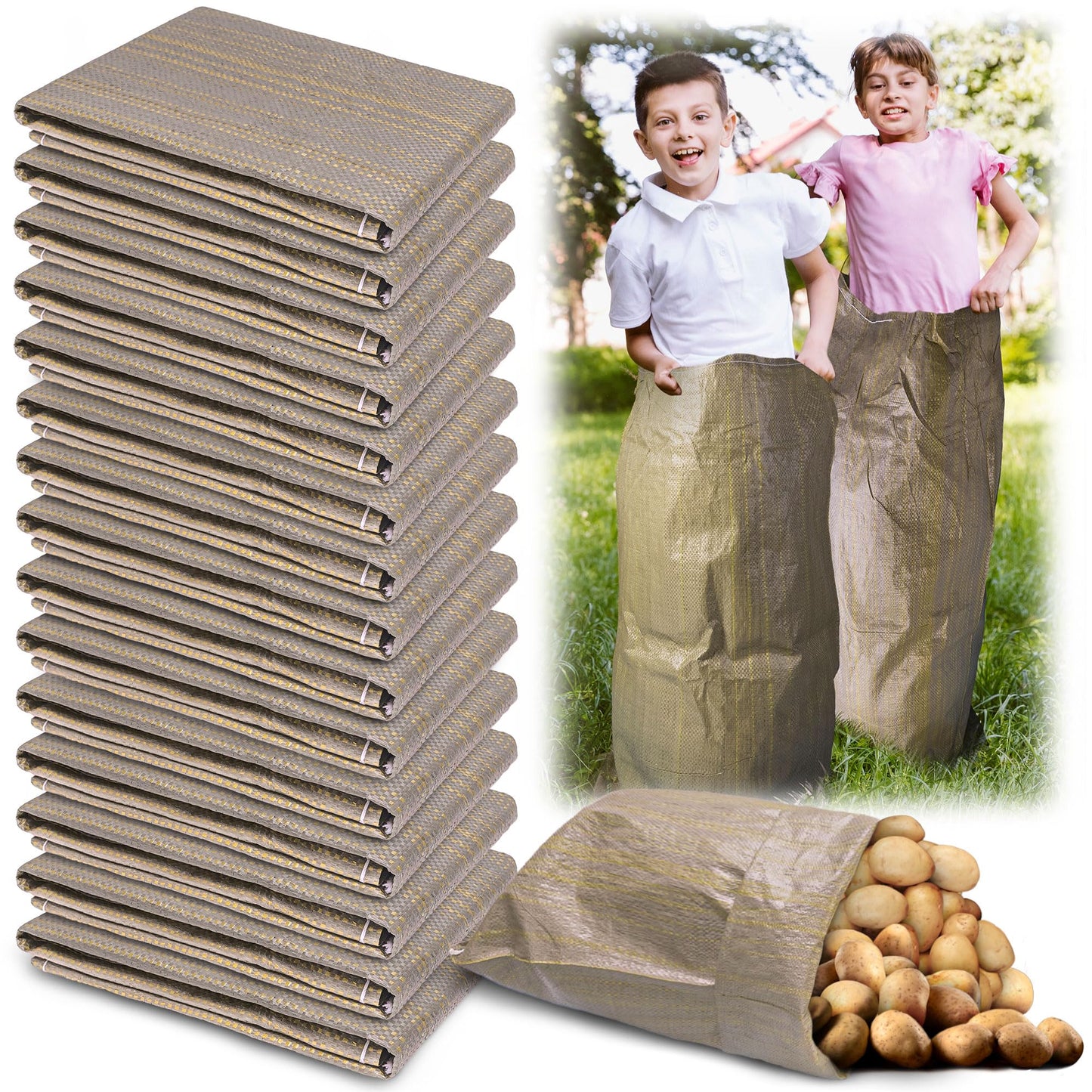 Potato Sack Race Bags,24''X40'' Outdoor Lawn Games For Adults And Kids,Large Gunny Sacks Burlap Bags,Suitable For Outdoor Sports