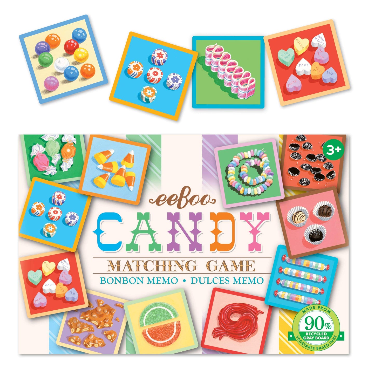 Eeboo: Candy Memory And Matching Little Game, Sharpens Recognition, Concentration And Memory Skills, For Ages 3 And Up, Provides Interaction Between Child And Parent