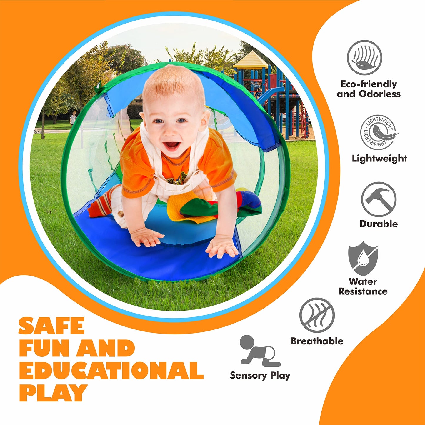 Play Tunnel For Toddlers 1-3, Kids Tunnel Crawling Indoor Outdoor Mesh See Through Baby Tunnel Pop Up Play Tent Crawl Tunnel Toy