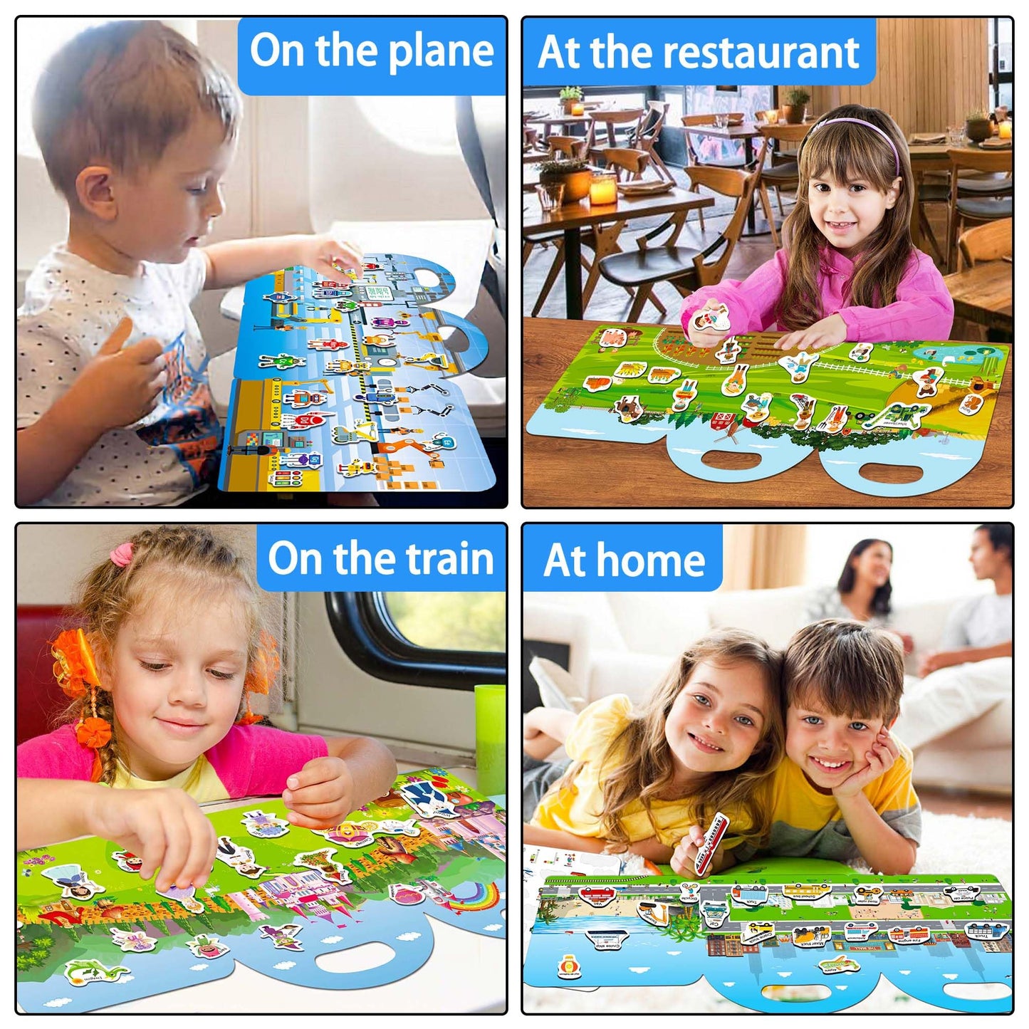 Igetooy Reusable Sticker Books For Toddlers 1-3, Farm Stickers For Kids, Stickers For Toddlers 3+ Ages, Airplane Train Car Travel Essentials Toy For Kids Girls Boys