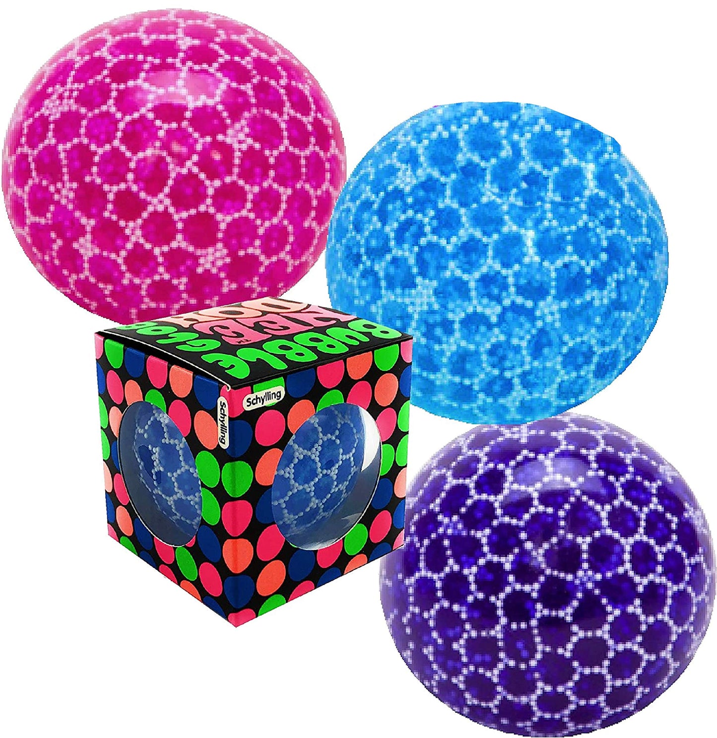 Nee-Doh Schylling Bubble Glob Groovy Glob! Squishy, Squeezy, Stretchy Stress Balls Blue, Pink & Purple Complete Gift Set Party B