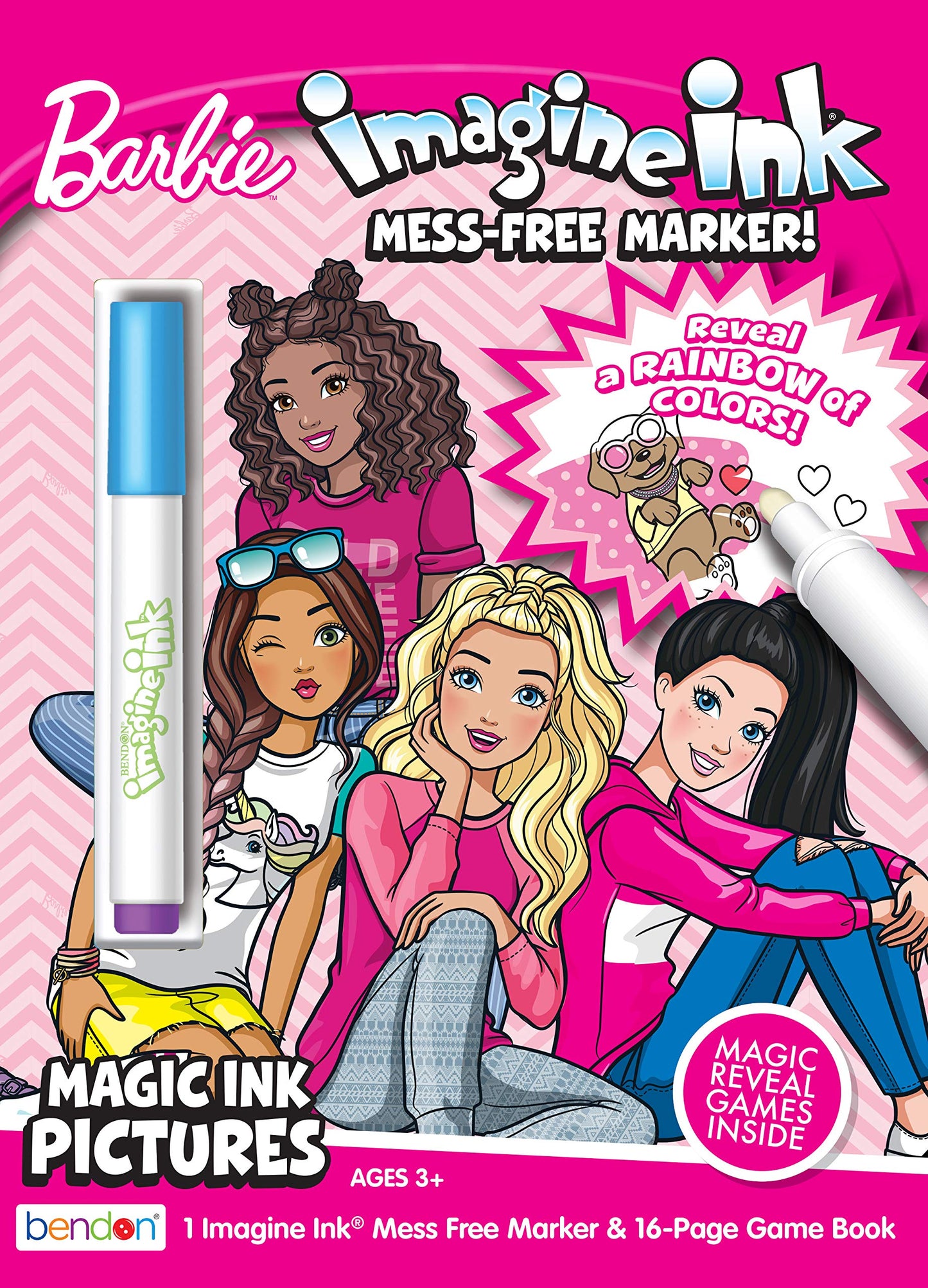 Bendon Barbie Mattel 16 Page Imagine Ink Coloring Book with 1 Mess Free Marker 49749