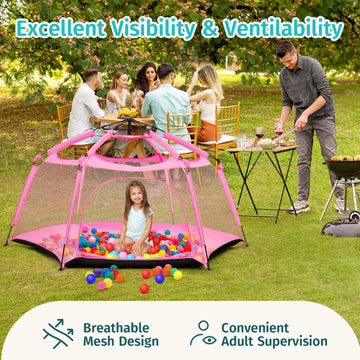 Alvantor Pop Up Playpen- 7'x7'x44 Baby Playpen Large Kids Play Tent Portable and Foldable Playpen Indoor/Outdoor Play Yard wit