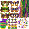 80UncleKimby 202PCS Mardi Gras Decorations Party Accessories Bulk: Paper Masks, Beads, Wristbands, Tattoos Pins, Parade Throws S