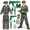 Spooktacular Creations Boys Army Costume, Military Costume For Kids, Dark Green Camo Soldier Outfit Set With Toy Accessories For Toddler Halloween Dress Up Themed Party (Medium, 8-10 Yrs)