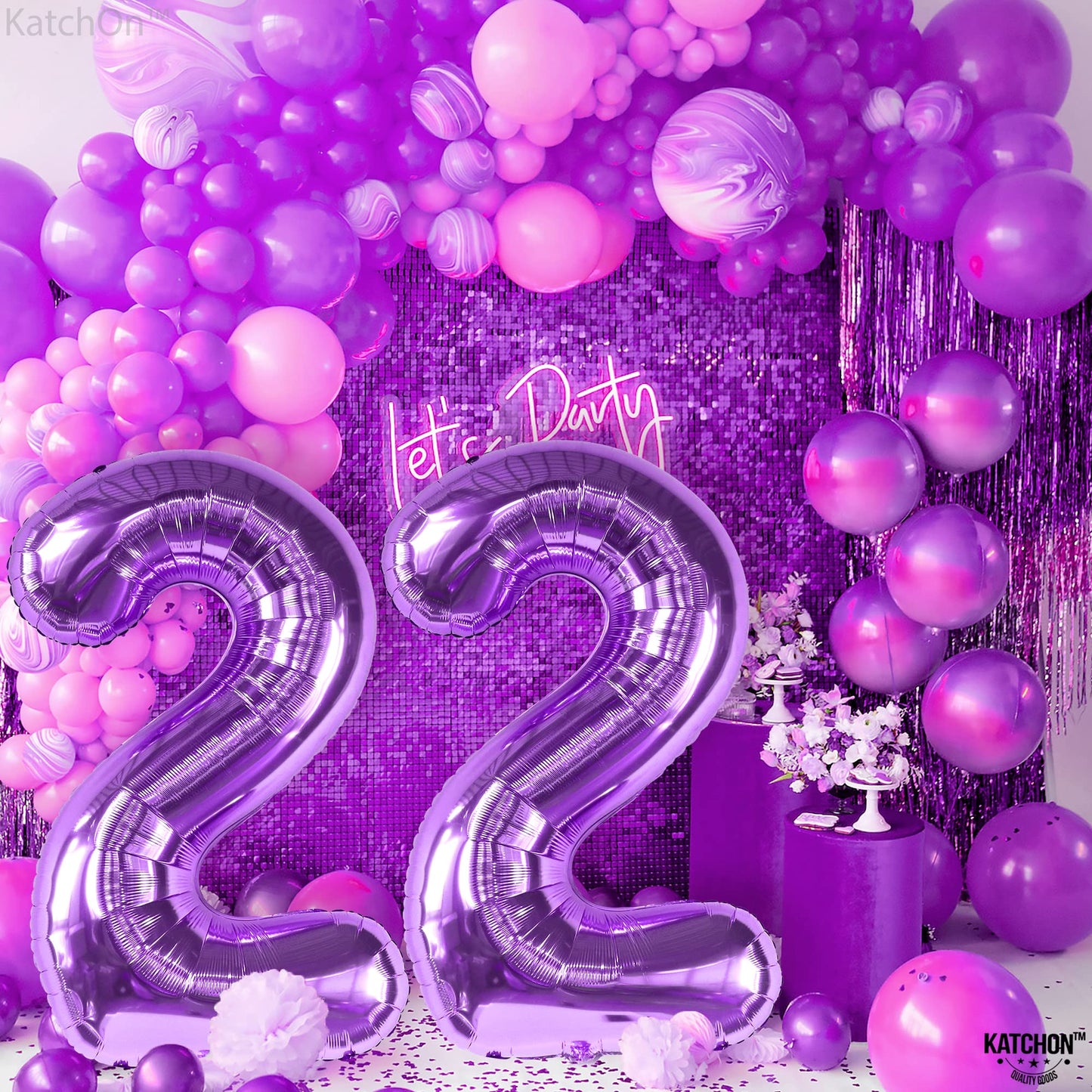 Katchon, Purple 22 Balloon Number - Big, 40 Inch | 22 Birthday Decorations For Women | 22 Balloons, 22Nd Birthday Decorations For Women | 22 Birthday Balloons, 22 Year Old Balloon | 22 Number Balloons